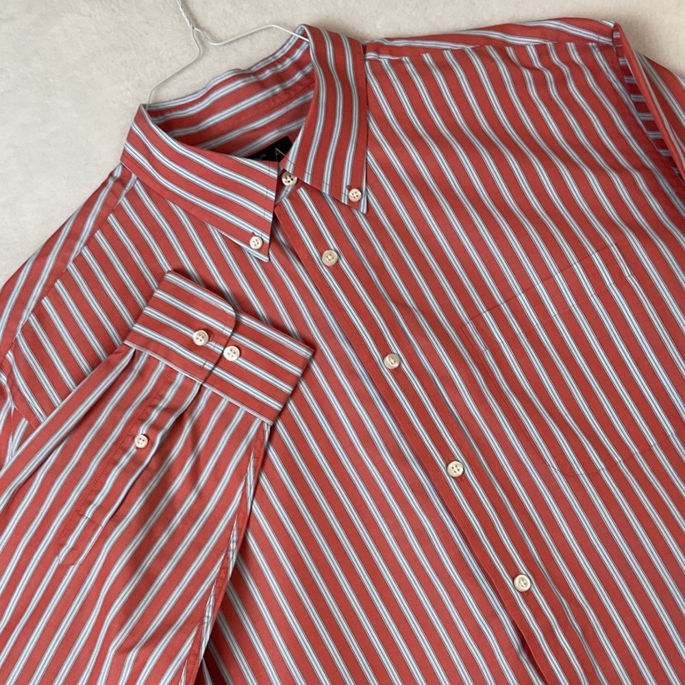 Jos. A. Bank Mens XL Traveler's Collection Red Blue Striped Button Down Shirt